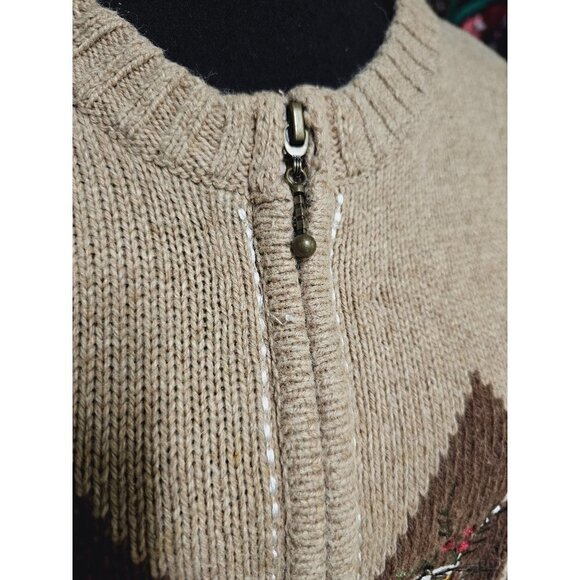 Croft & Barrow Woodsy Full Zip Winter Cardigan with a Touch of Silk, Size Small - Picture 3 of 7